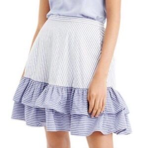 J Crew flounced blue and white striped skirt EUC 2